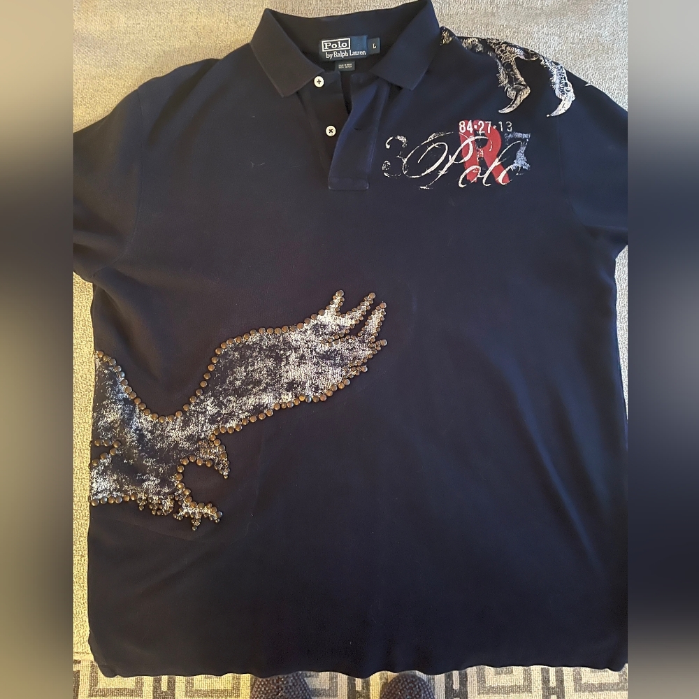 Men's Navy Polo Ralph Lauren with nailhead details